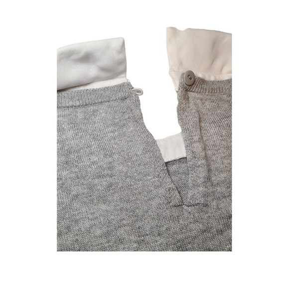 Elle Womens Gray Sweater White Decorative Collar Shirt Long Sleeve Top Size L - Picture 7 of 10